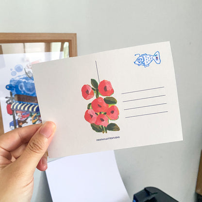 postcard | rose & line art