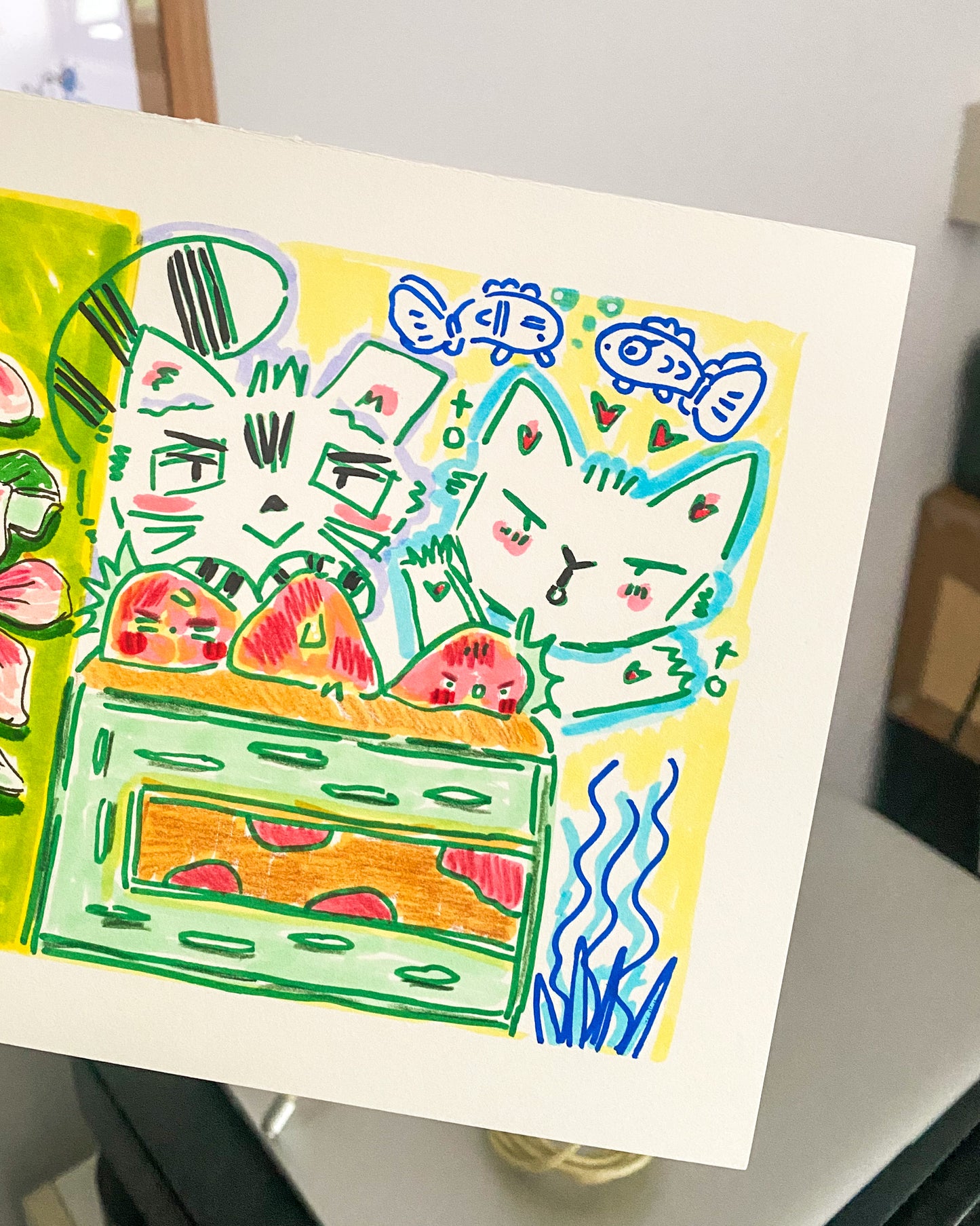 🌱 original art | Cat & Raccoon